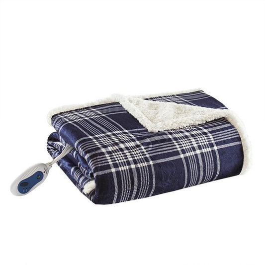  Woolrich Oversized Plaid Print Faux Mink To Berber Heated Throw - 60inW X 70inL