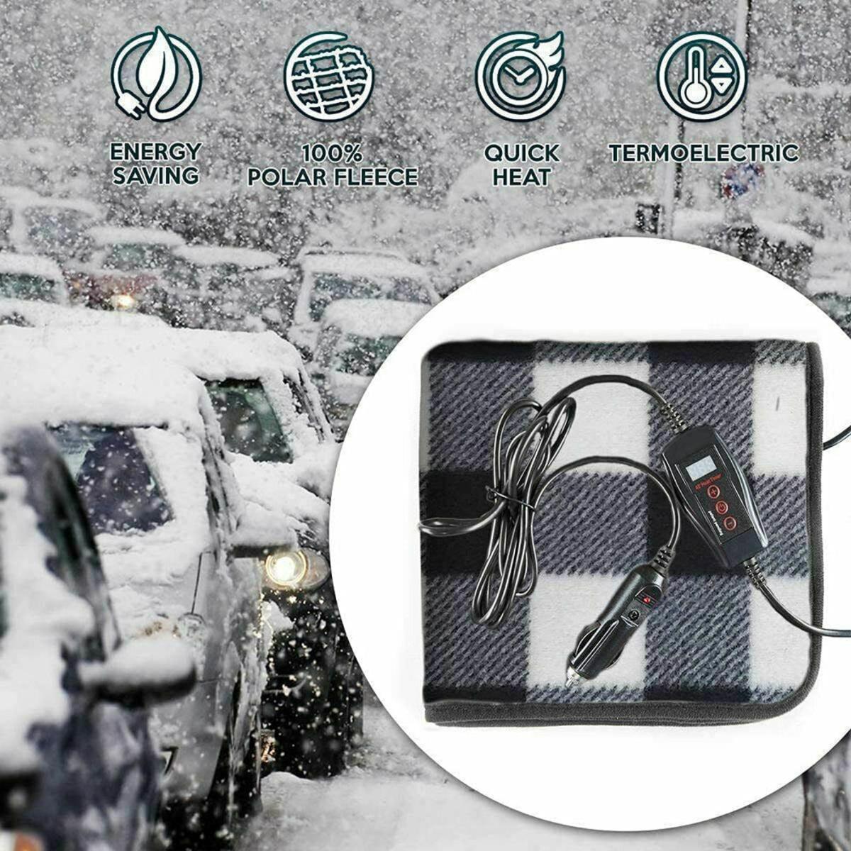  Zone Tech 12V Car Mini Heated Travel Blanket Pad