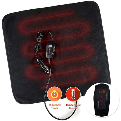  Zone Tech 12V Car Mini Heated Travel Blanket Pad - Classic Black