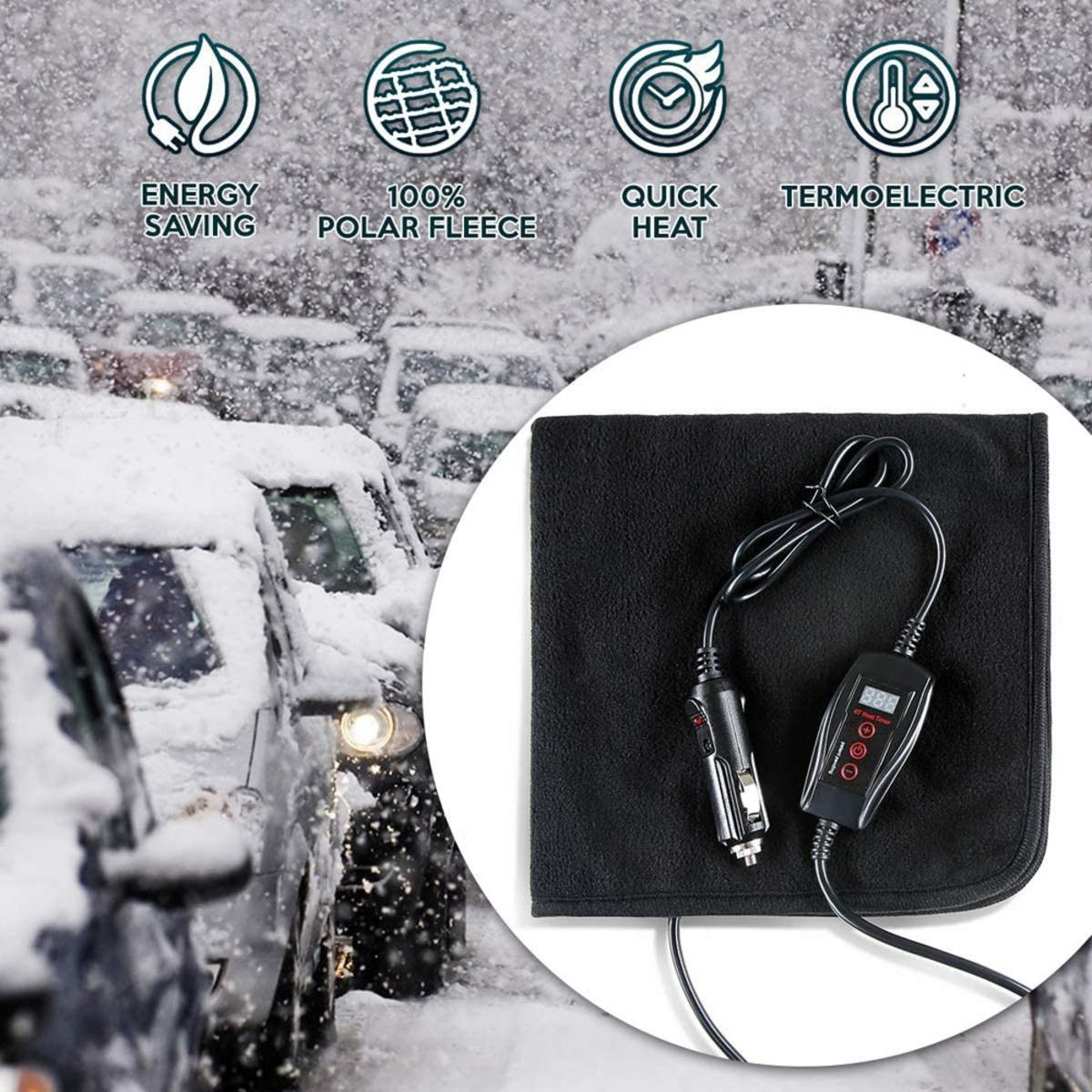  Zone Tech 12V Car Mini Heated Travel Blanket Pad - Classic Black