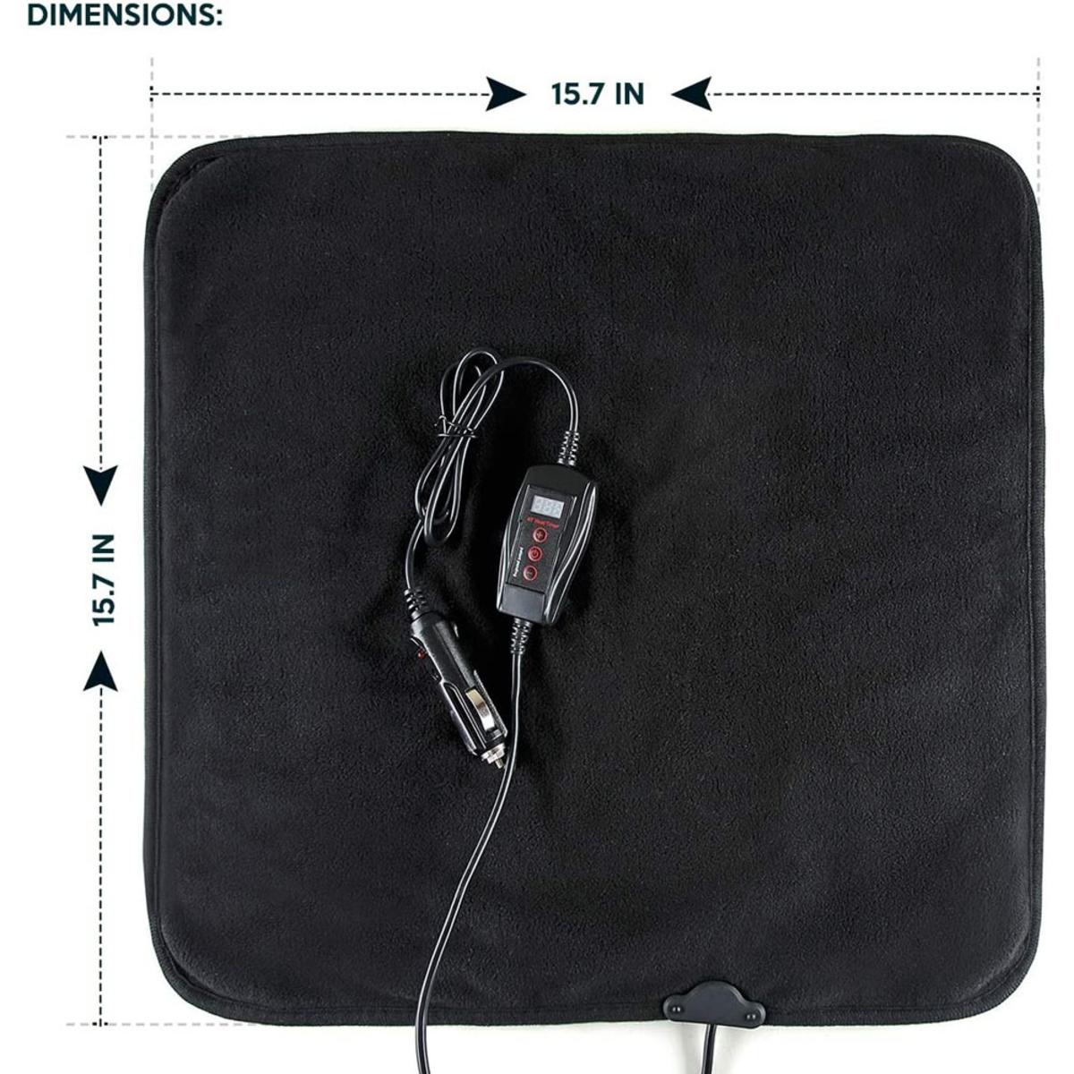  Zone Tech 12V Car Mini Heated Travel Blanket Pad - Classic Black