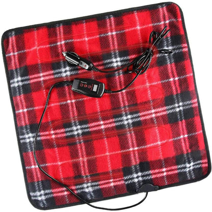  Zone Tech 12V Car Mini Heated Travel Blanklet Pad - Red Plaid