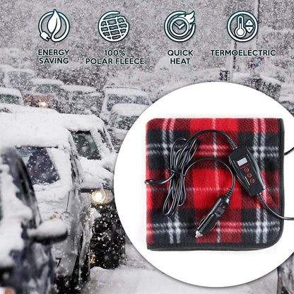  Zone Tech 12V Car Mini Heated Travel Blanklet Pad - Red Plaid
