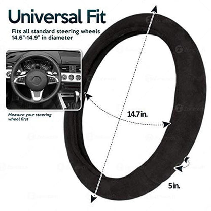 Zone Tech 12V Car Steering Wheel Heated Cover - Classic Black