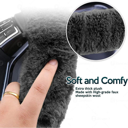  Zone Tech 12V Car Steering Wheel Plush Heated Cover - Classic Black