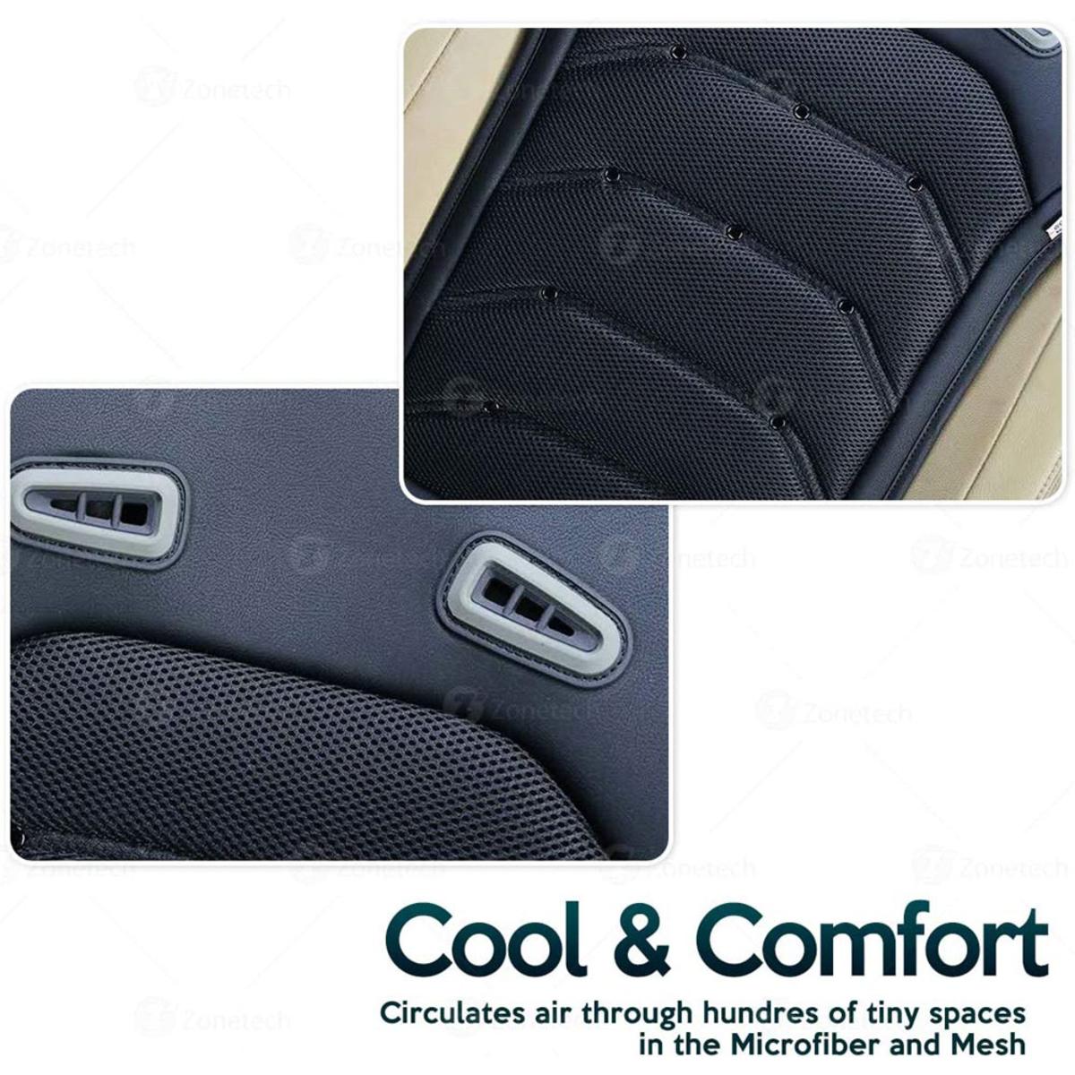 Zone Tech 12V Comfortable Cooling Car Seat Cushion - Black