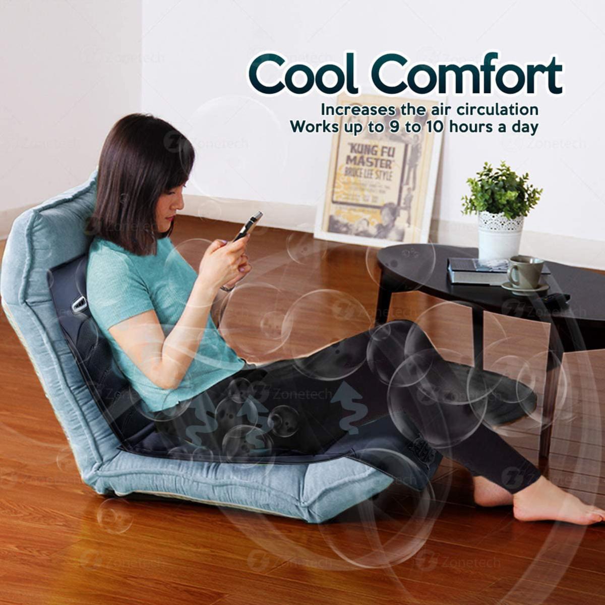  Zone Tech 12V Comfortable Cooling Car Seat Cushion - Black
