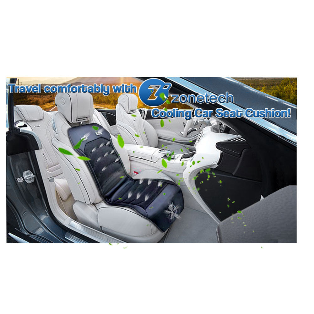  Zone Tech 12V Comfortable Cooling Car Seat Cushion - Black
