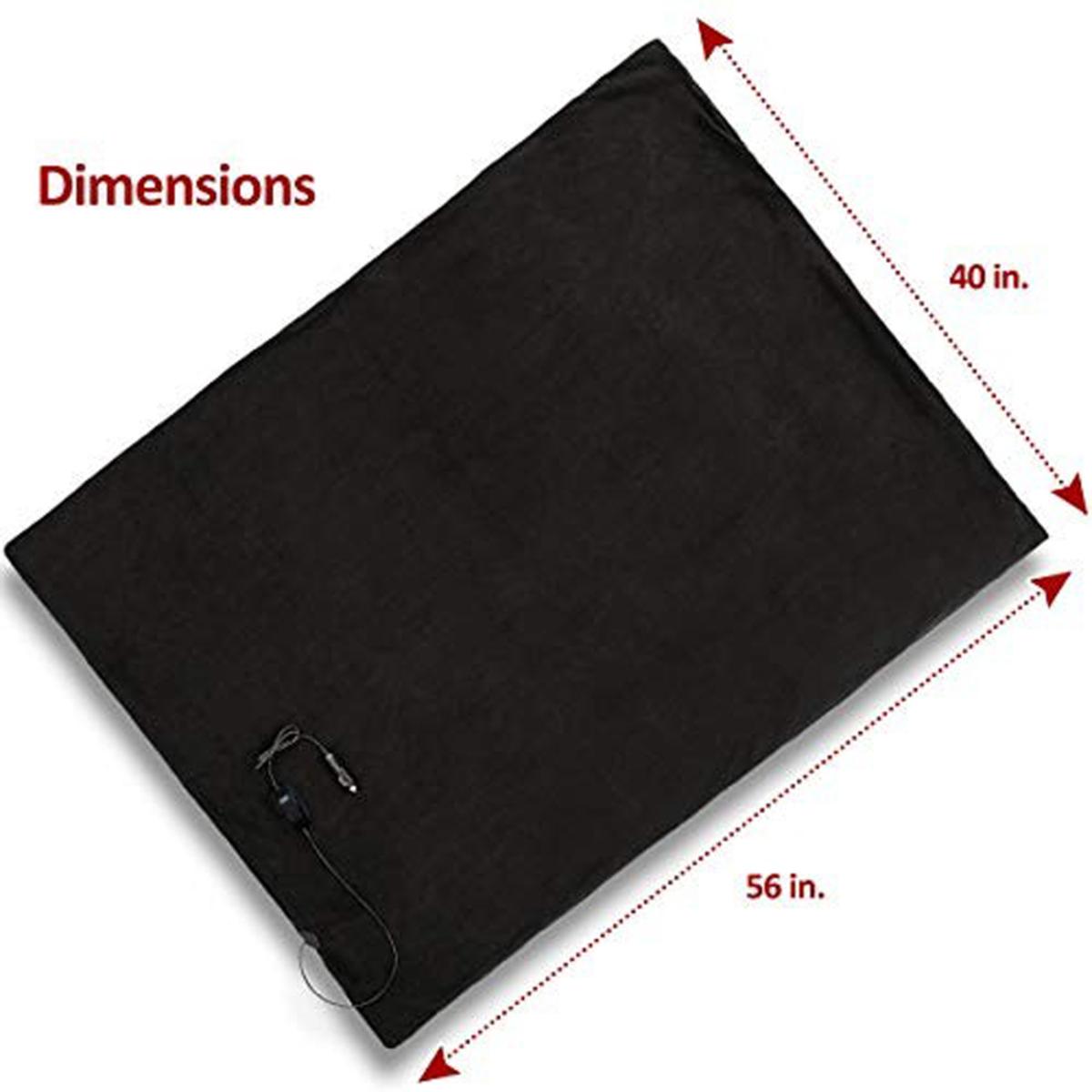  Zone Tech 12V Fireproof Car Heated Travel Blanket - Classic Black