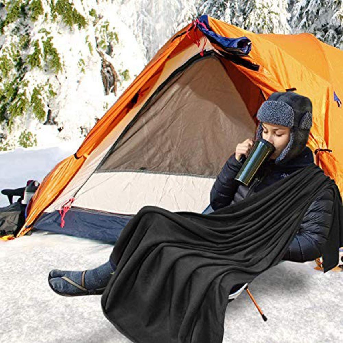  Zone Tech 12V Fireproof Car Heated Travel Blanket - Classic Black