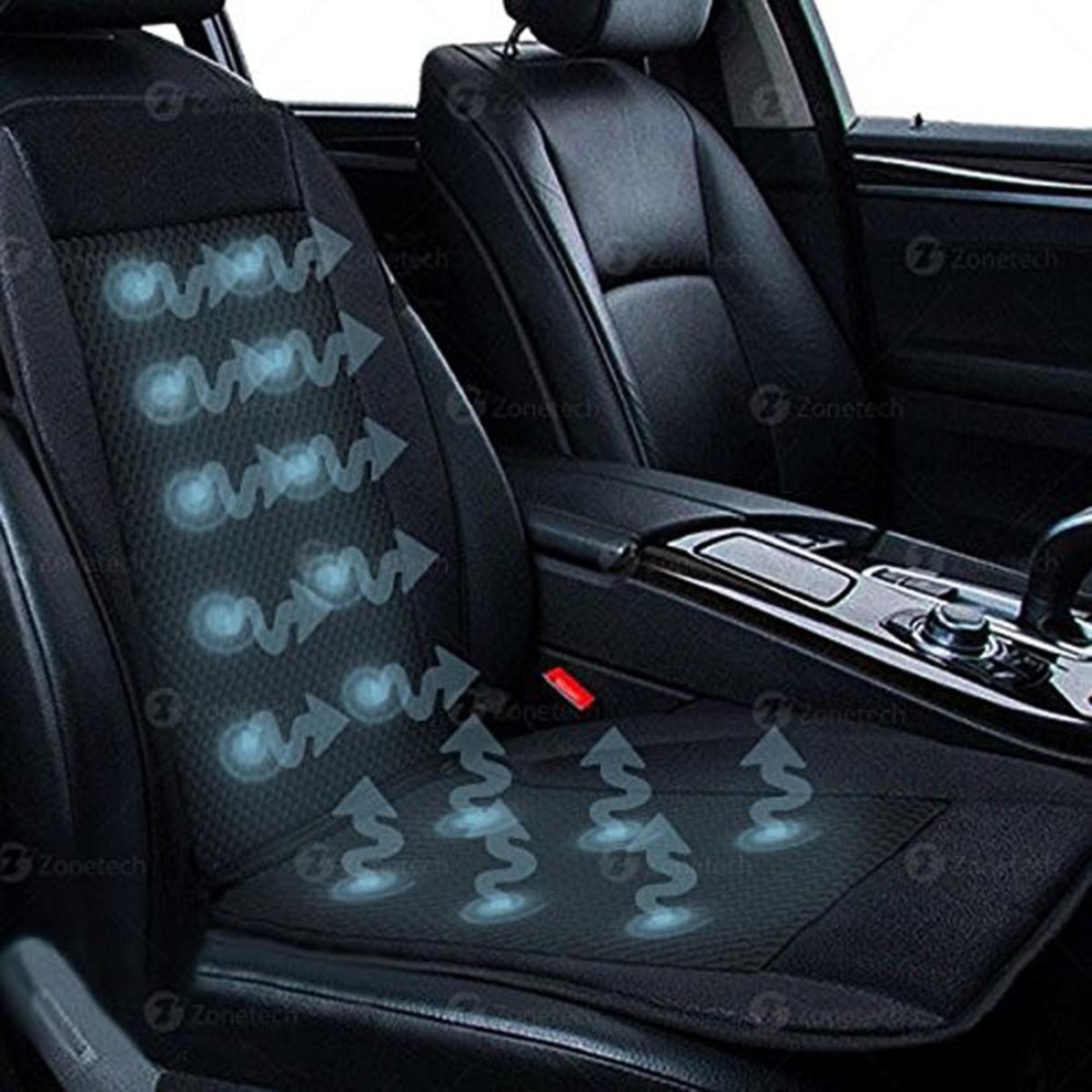  Zone Tech 12V High/ Low Temperature Control Cooling Full Seat Cover - Black