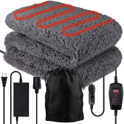  Zone Tech 12V Sherpa Fleece Travel Blanket - Grey