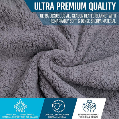  Zone Tech 12V Sherpa Fleece Travel Blanket - Grey