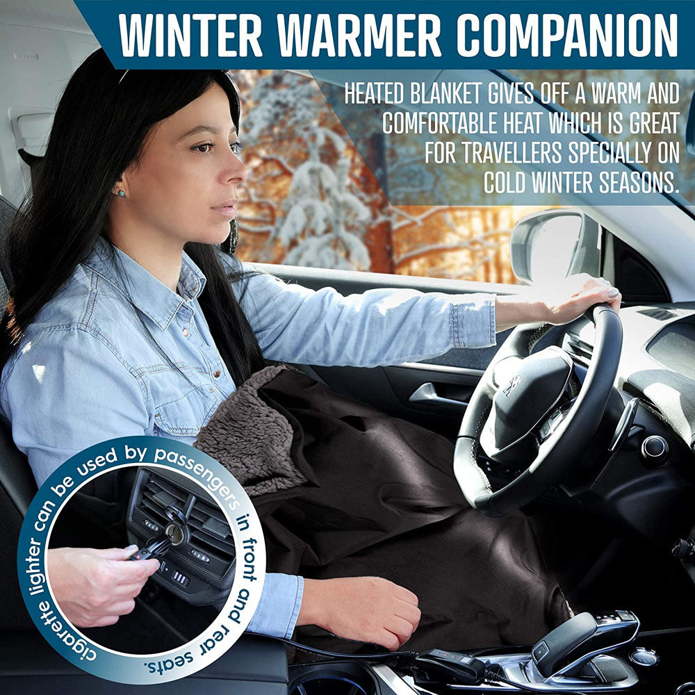  Zone Tech 12V Sherpa Fleece Travel Blanket - Grey