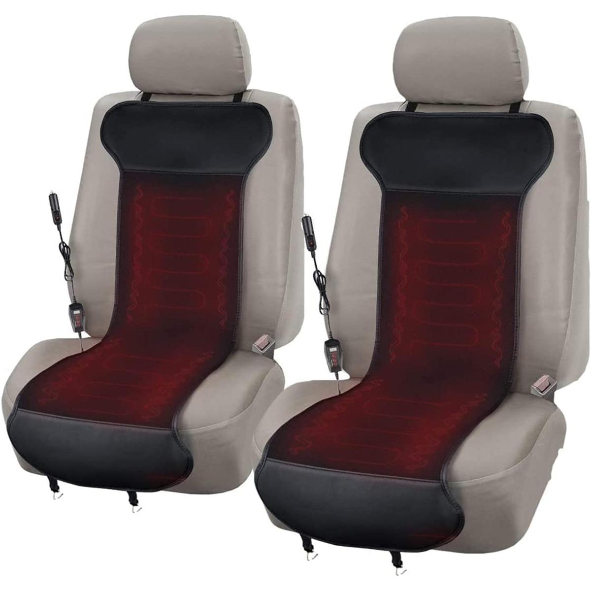  Zone Tech Car Travel Seat Cover Cushion - 2 Pack Of Classic Black