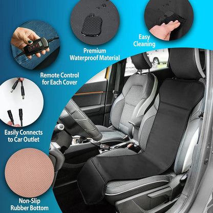  Zone Tech Car Travel Seat Cover Cushion - 2 Pack Of Classic Black