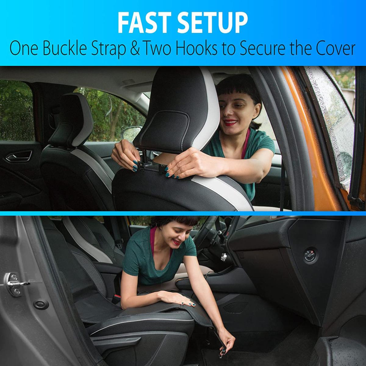  Zone Tech Car Travel Seat Cover Cushion - 2 Pack Of Classic Black