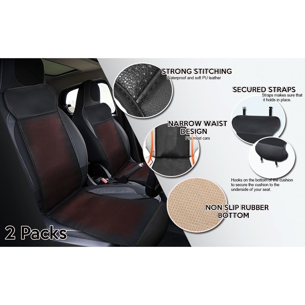  Zone Tech Car Travel Seat Cover Cushion - 2 Pack Of Classic Black