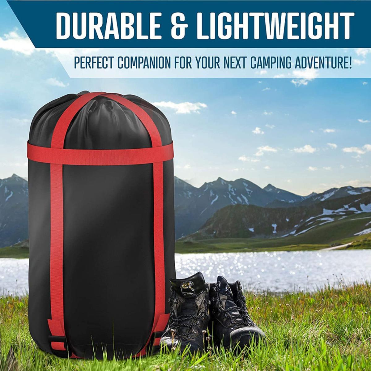  Zone Tech Double Camping Lightweight Sleeping Bag With 2 Pillows - Black/Grey